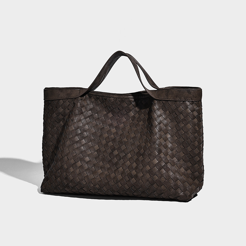 BVZOSOT VOLUME Large-capacity handbag tote bag 2026 autumn and winter style mother-and-daughter hand-woven bag retro fashion single-shoulder crossbody