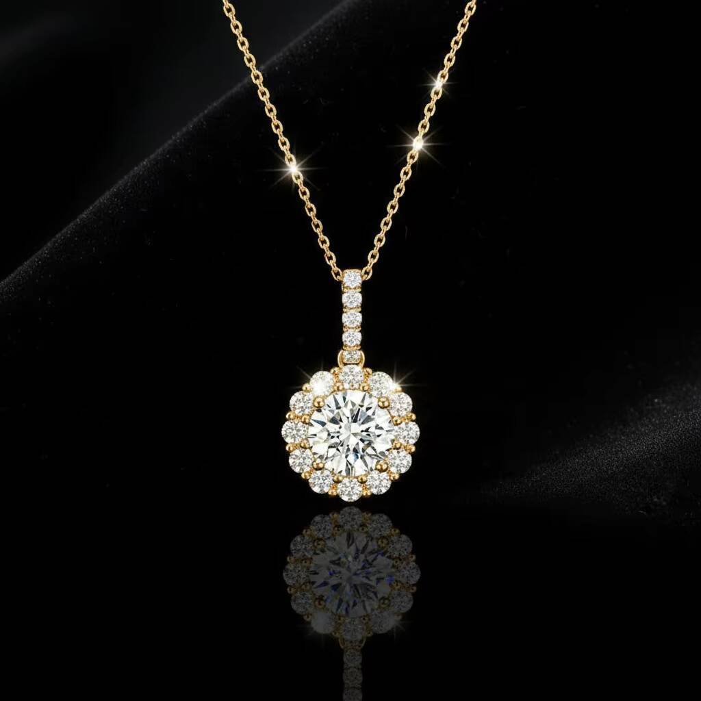 GRA Certified Moissanite Jewelry Custom 925 Sterling Silver Rhodium Plated Diamond Pendant Chain Necklace for Women Daily Wear