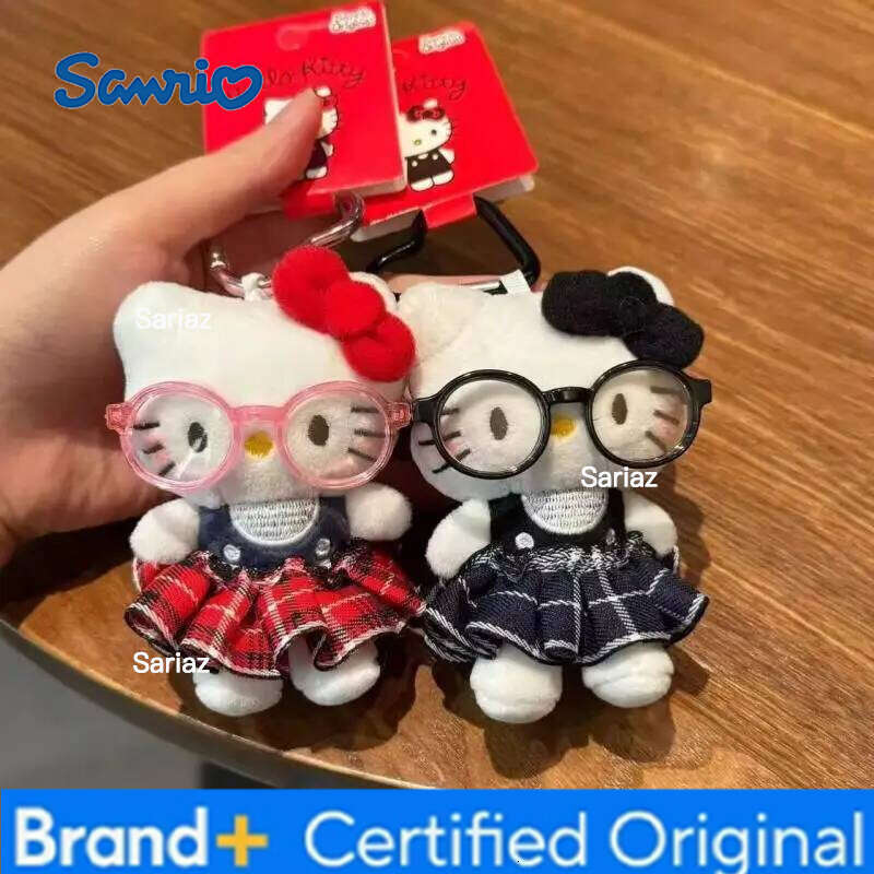 Sanrio Plush Keychain Hello Kitty Kawaii Super Cute Glasses Doll Bag Pendant Cartoon Giving Christmas Gifts To Girls H26012111