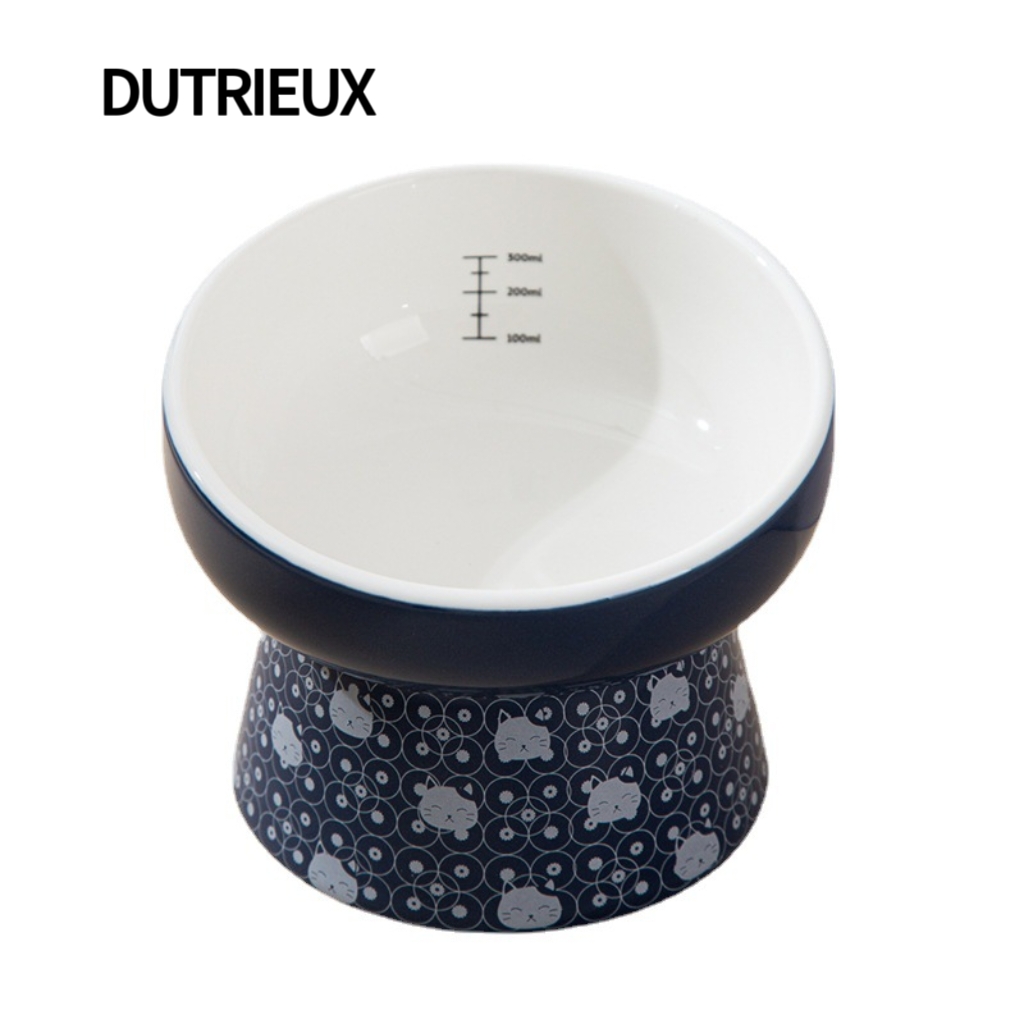 H2455 Ceramic pet food bowl, cat and dog dual-use, anti-tipping, anti-black chin, water and food all-in-one bowl.