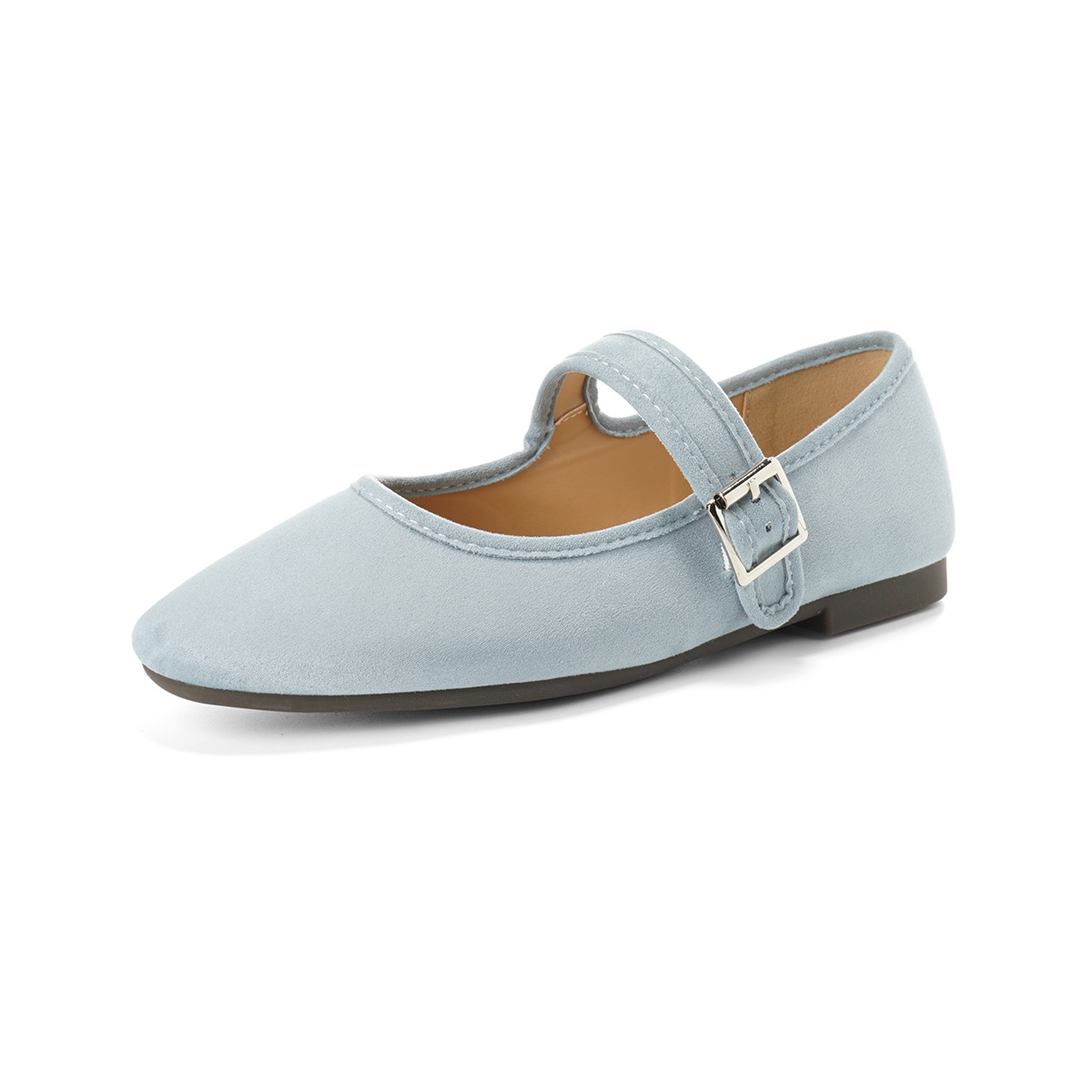 French Retro Flat Bottom Mary Jane Ballet Flats Soft Sole Women's Shoes round Toe Low Heel Summer Solid Color R260121