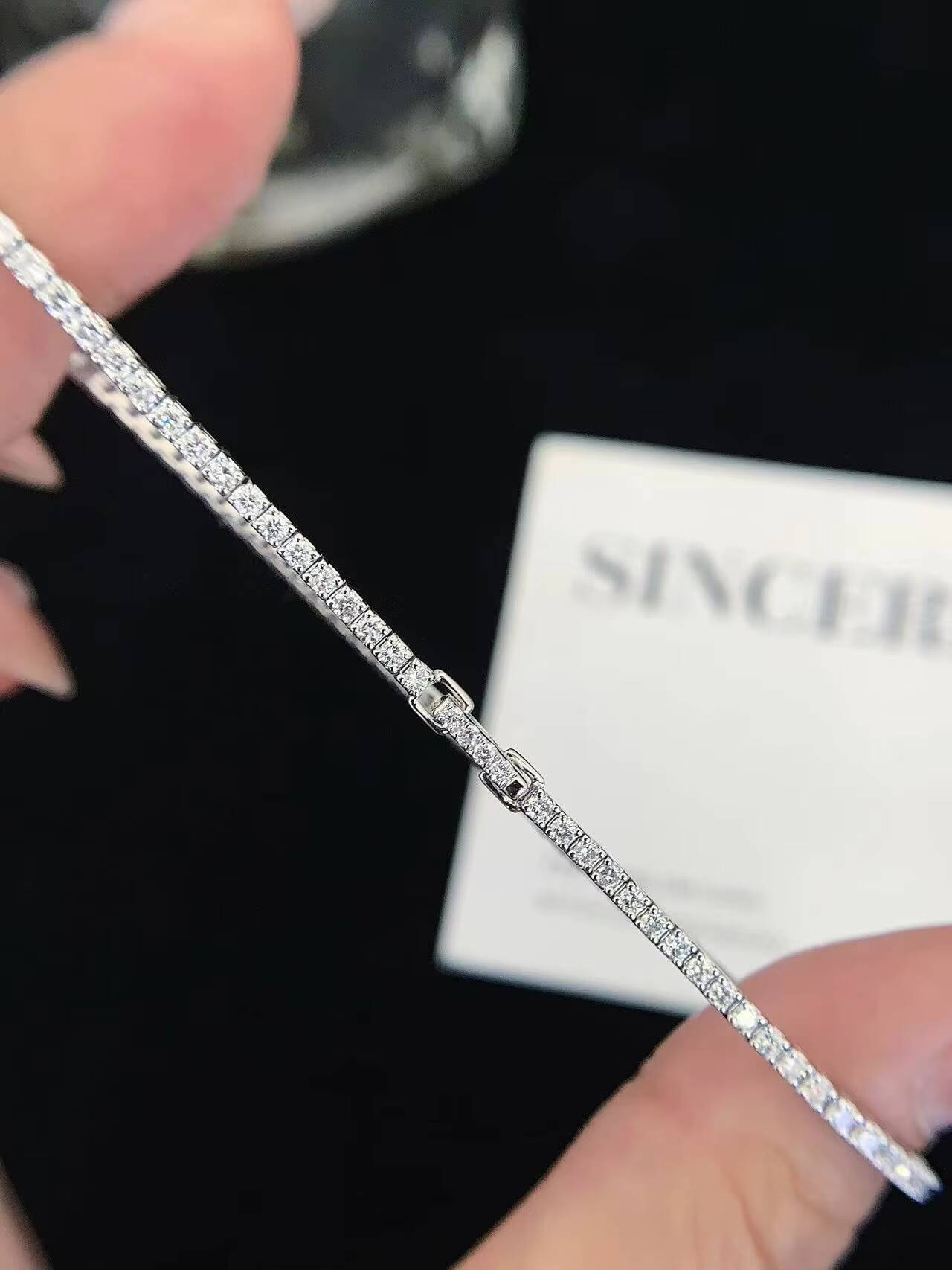 Custom HPHT Lab-Grown Round Brilliant Cut Color D Tennis Bracelet 925 Sterling Silver 2mm 3mm 4mm 5mm IGI Womens Diamond
