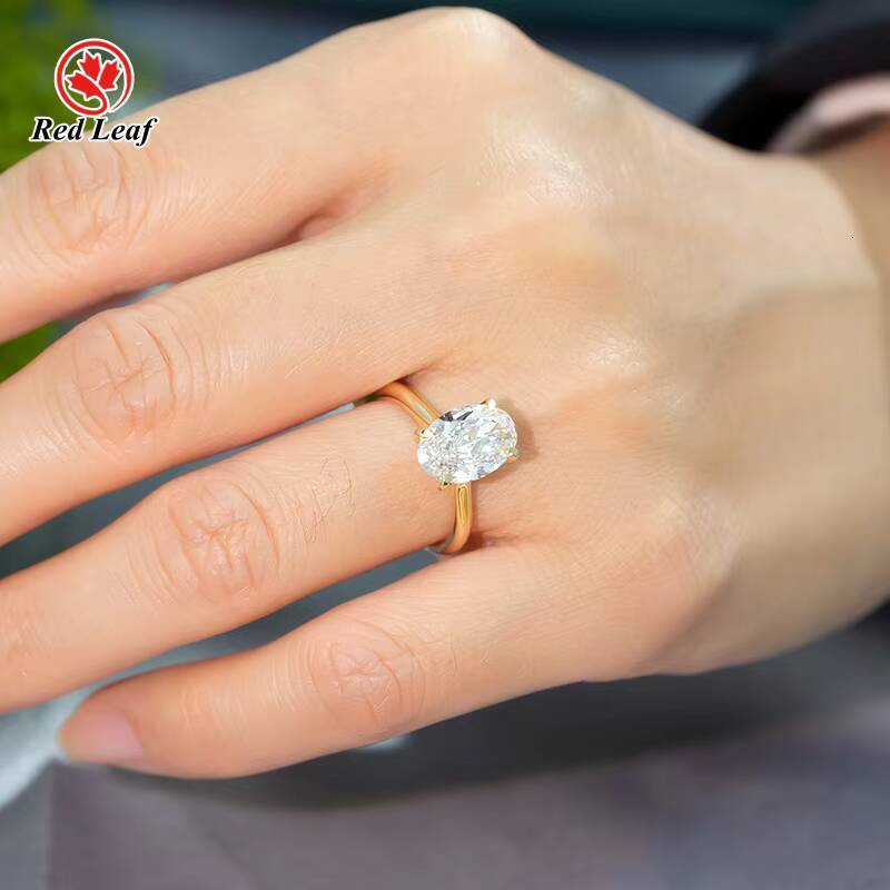 Redleaf Luxury 5CT Oval Cut Lab Grown Diamond Ring 14K Gold Lab Created Diamond Engagement Rings Womens Special Occasions