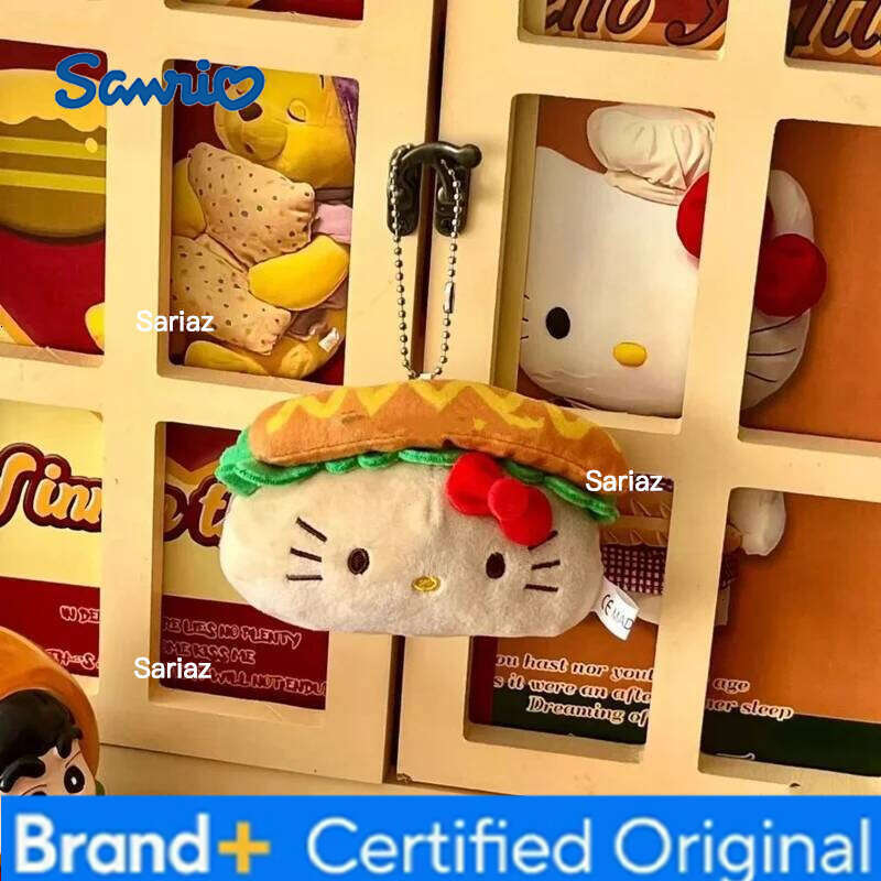 Sanrio Kawaii Animated Cartoon Sandwich Shaped Plush Toy Backpack Pendant Hot Dog Toast Key Chain Cute Creative Decoration Girl Gift H260121