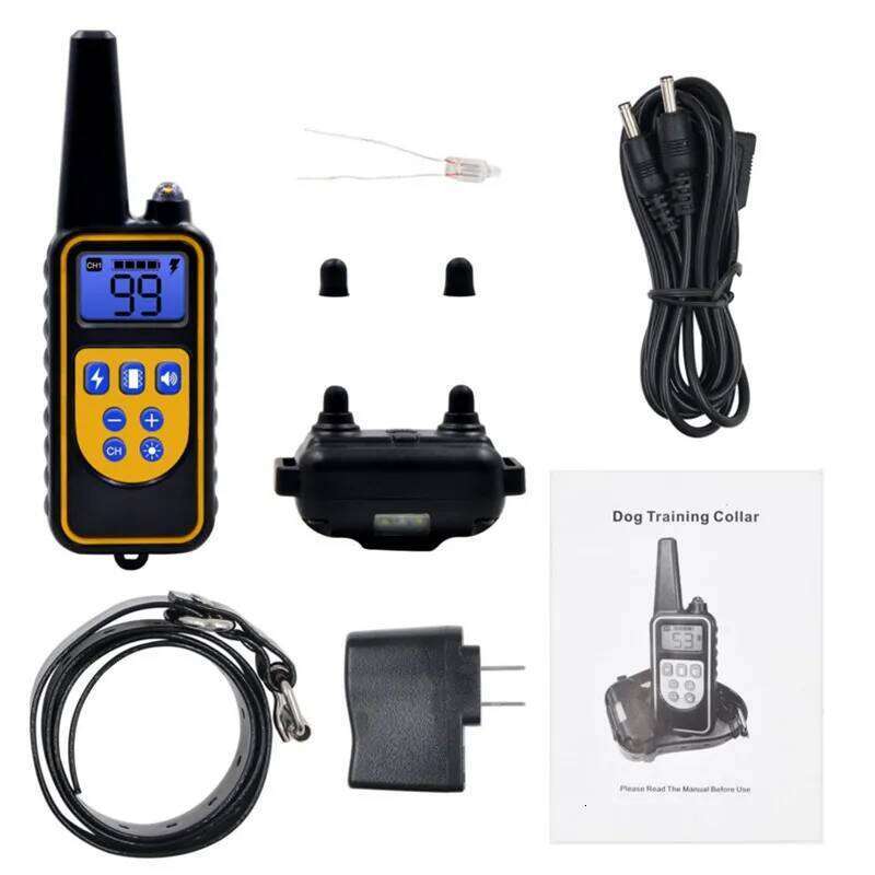 800m Dog Training Collar Waterproof Pet Remote Control Rechargeable Electric Anti-Bark with Shock Vibration Sound LCD Display 26W01121
