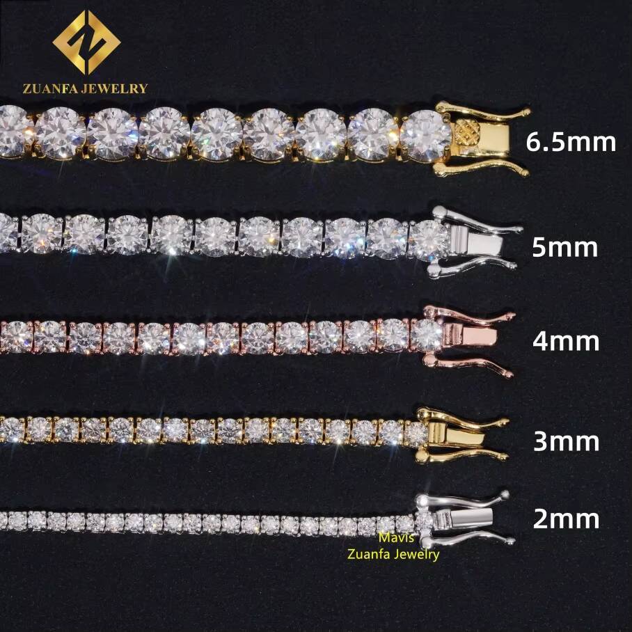 Dropshipping Men Women Popular Moissanite Bracelet 925 Silver 2MM to 65MM Hip Hop Moissanite Tennis Chain Bracelet