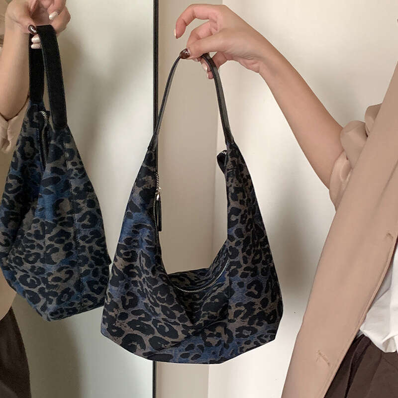 Luxury Shoulder Bags Totes Hobo Black Leopard Print Dumpling New Lazy Casual Denim Soft Niche Commuter Underarm Bag SENYY