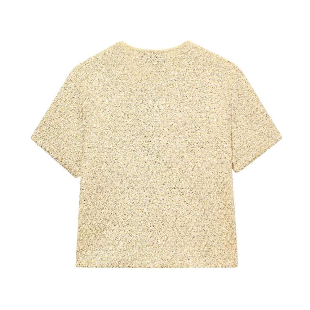 MYST&ZA2025 Summer New Product Temperament Elegant Jacket + Sequin Knitted Suspender Top Set