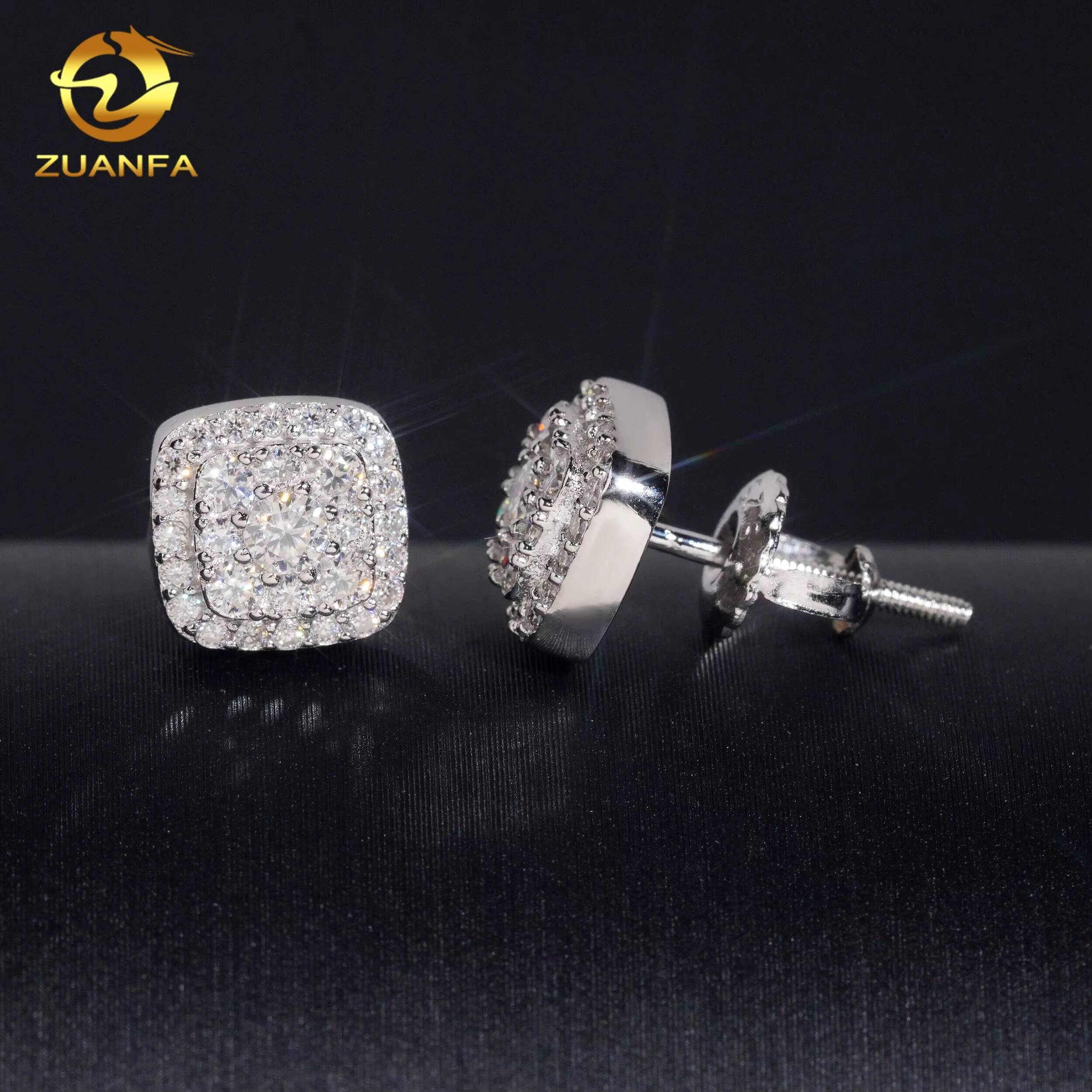 Wholesale Price 8mm Screw Back Ear Studs Hip Hop Jewelry VVS Moissanite 925 Silver Iced Out Classic Stud Earrings Pass Tester