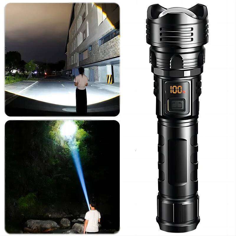 300000 LM High Power Led Flashlight Digital Display Portable USB Rechargeable Lantern Outdoor Tactical Torch Camping Work Lights Z260121