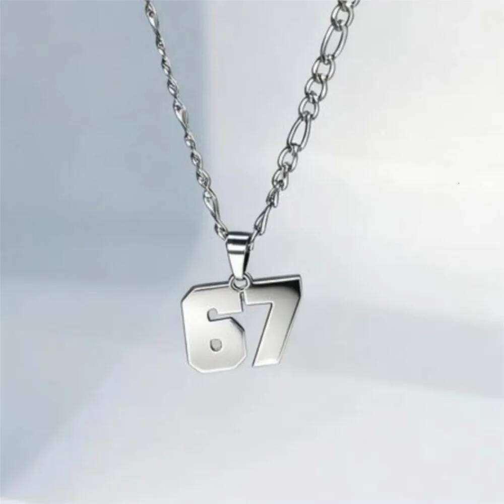 Minimalist Stainless Steel 67 Pendant Necklace for Women Men Lucky Number Trend Chain Party Jewelry Gifts 26W0121