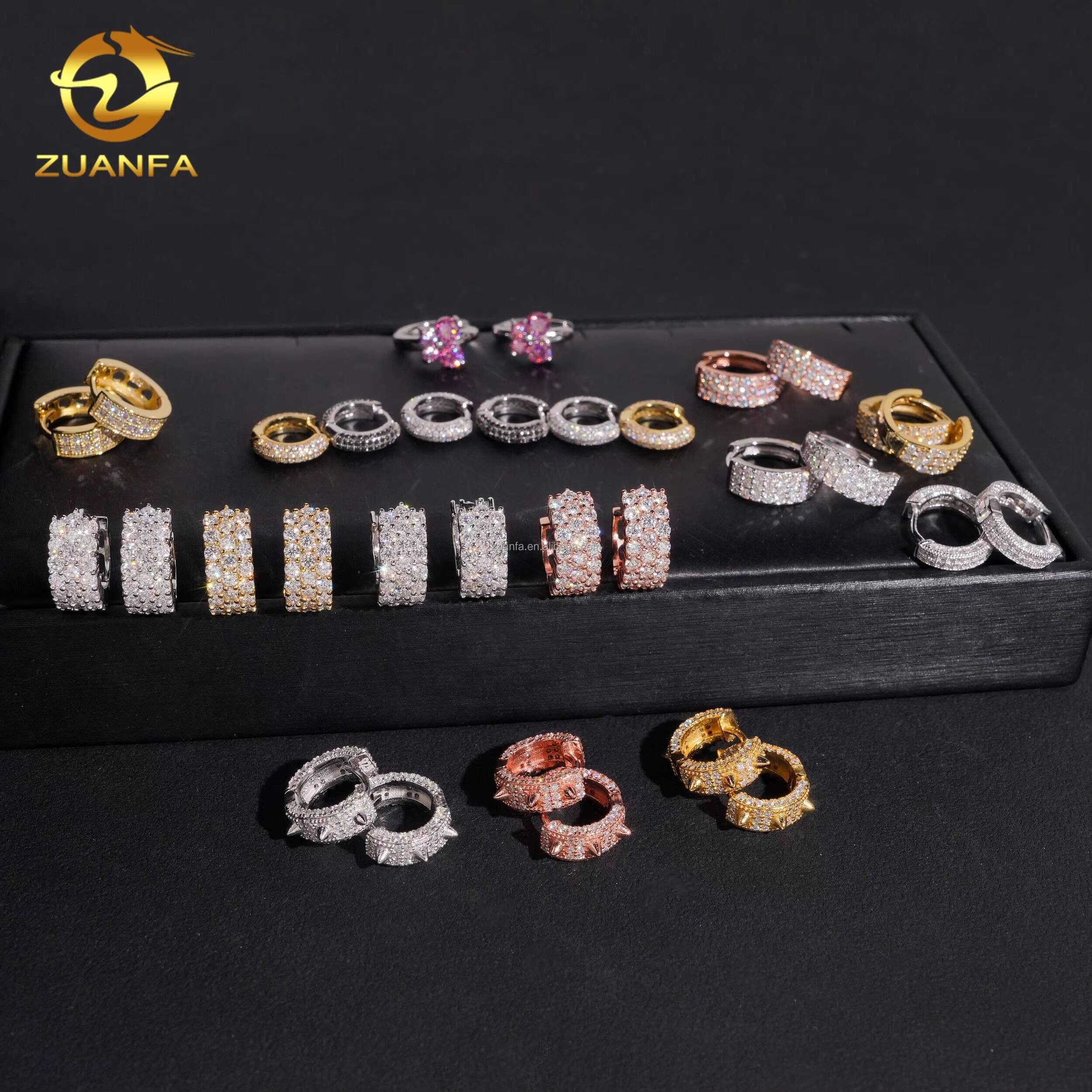 Bulk Stock Pass Diamond Tester GRA Certificate Hip Hop Iced Out Jewelry 925 Sterling Silver VVS Moissanite Diamond Hoop Earrings