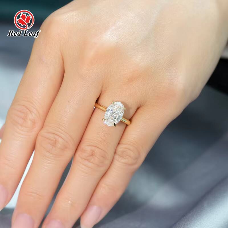 Redleaf Luxury 5CT Oval Cut Lab Grown Diamond Ring 14K Gold Lab Created Diamond Engagement Rings Womens Special Occasions