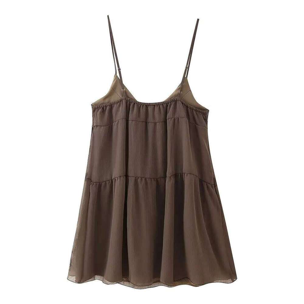 2025 new summer women's casual fashion simple sexy versatile beaded sequin embroidered suspender mini dress