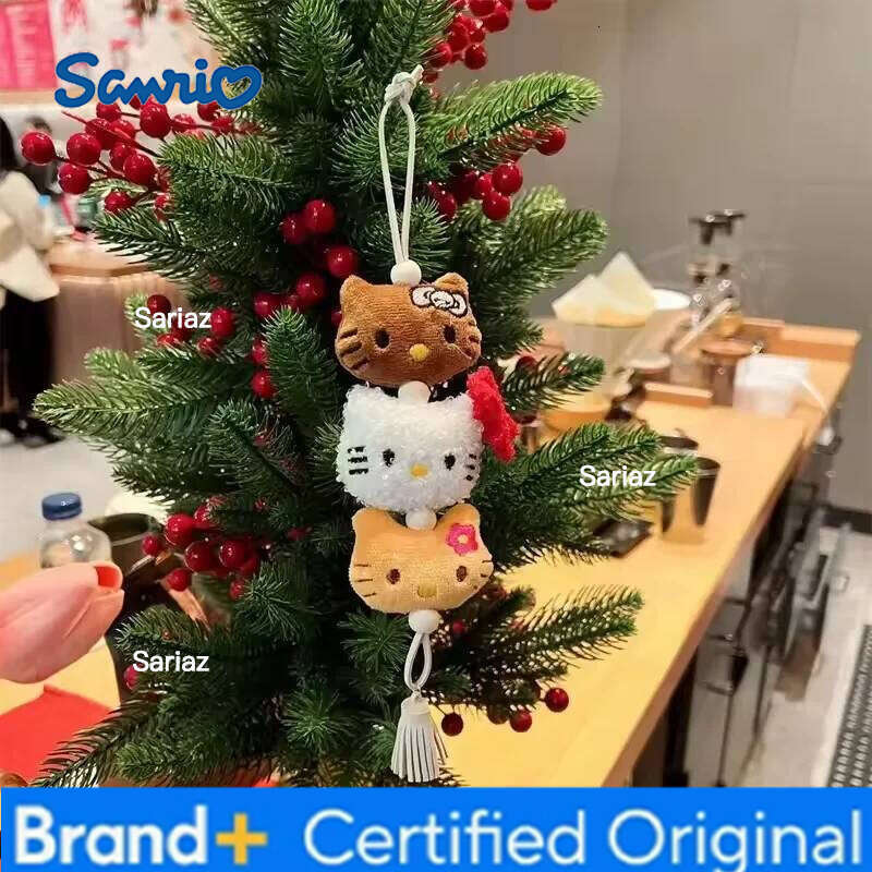Sanrio Hello Kitty Plush Keychain Kawaii Children Anime Plushie Pendant Keyring Cute Women Bag Car Keychians Girl Birthday Gifts H260121