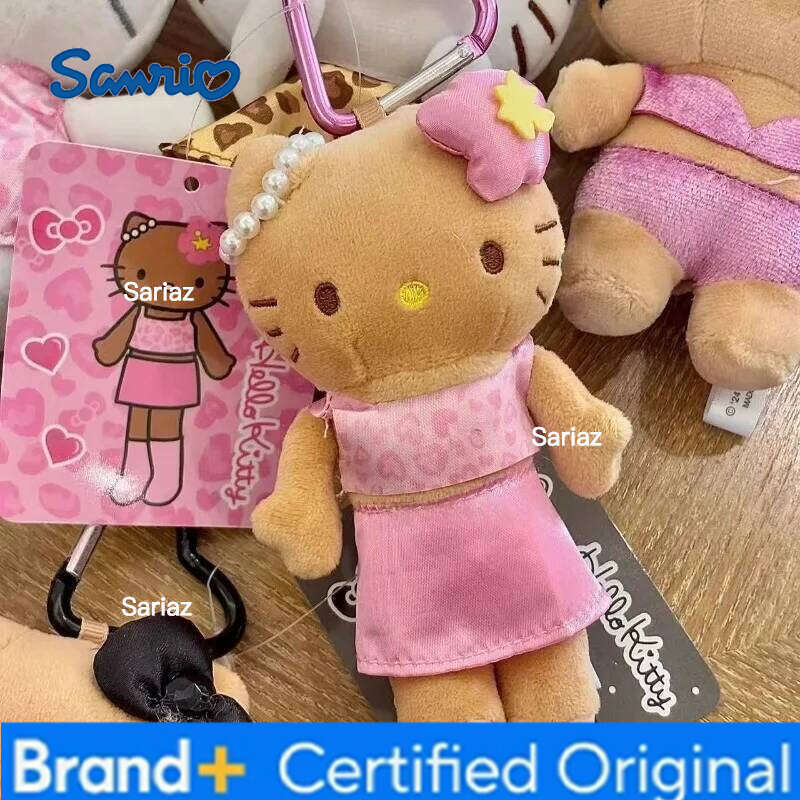 Sanrio NEW styles Hello Kitty black leopard Plush Keychain Toy Kitten Anime Stuffed Animals Pendant Girly Bag Charm H260121