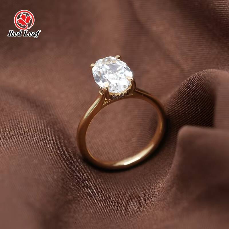 Redleaf Luxury 5CT Oval Cut Lab Grown Diamond Ring 14K Gold Lab Created Diamond Engagement Rings Womens Special Occasions