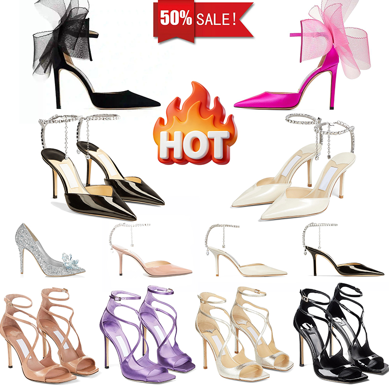 Designer Dress Shoes women sandals party wedding classic high heel diamond buckle strap stiletto heels rhinestone women plat pumps flat shoes with box