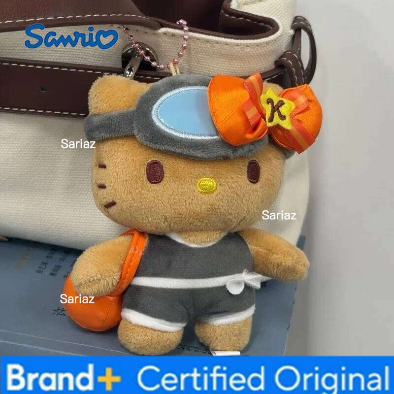 Sanrio New Plush Keychain Hello Black Skin Bag Charm Jeju Limited Haenyeo Kitty Kawaii Backpack Pendant Orange Bow Gifts H260121