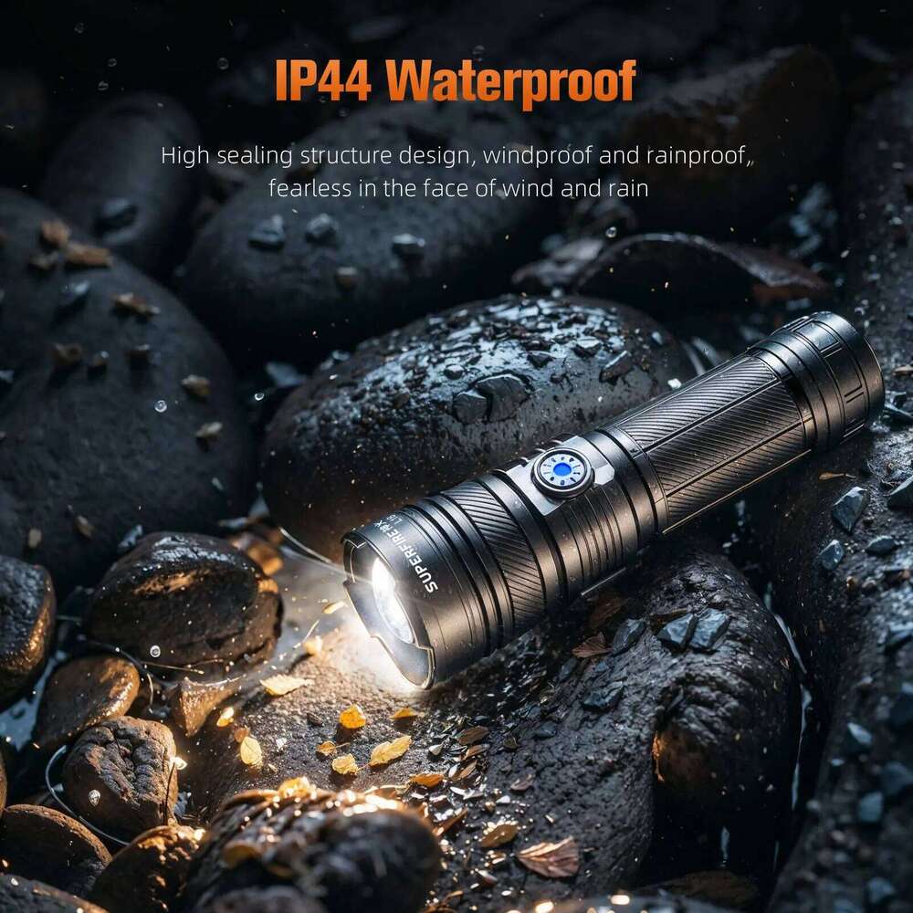 SUPERFIRE L18 7W LED Zoomable Flashlight 310M Lighting Distance USB-C Rechargeable 1500mAh Torch for Camping Fishing Lantern Z260121