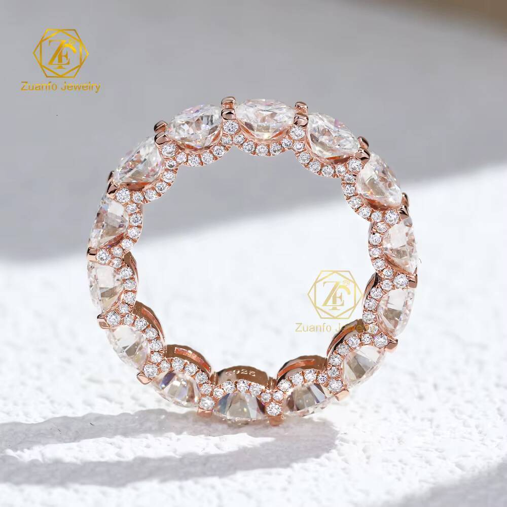 Customized Silver 18k Rose Gold Plated Womens LAB Cultivate Diamonds Ring 5mm CVD Diamond Eternity Wedding Bands Rind for Women
