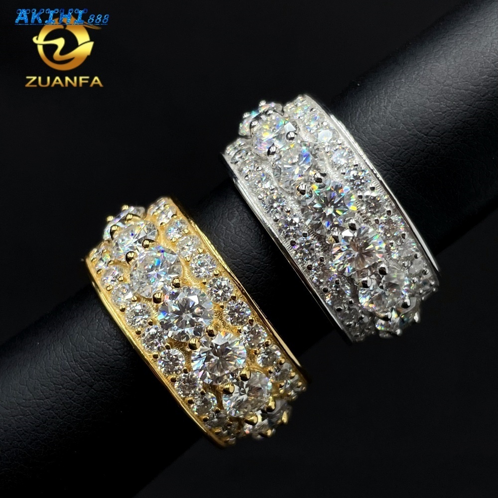 Pass Diamond Tester Drop Shipping Fine Jewelry Iced Out Men Eternity Ring Real 925 Sterling Silver Hip Hop Moissanite Ring