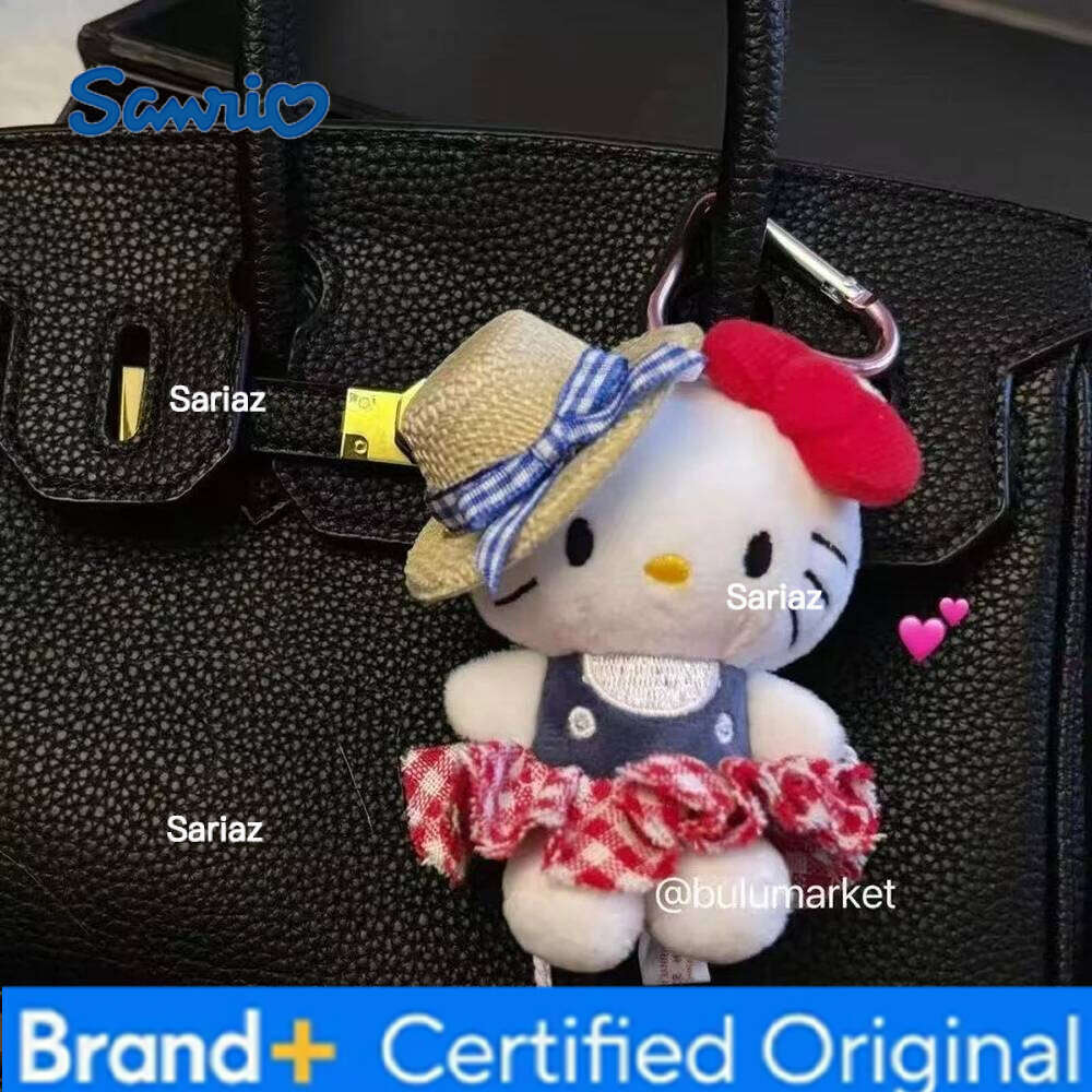 Sanrio Hello Kitty 10Cm Keychain Plush Straw Hat Doll Kawaii Pendant Anime Cartoon Plushie Toy Christmas Gifts For Children H260121