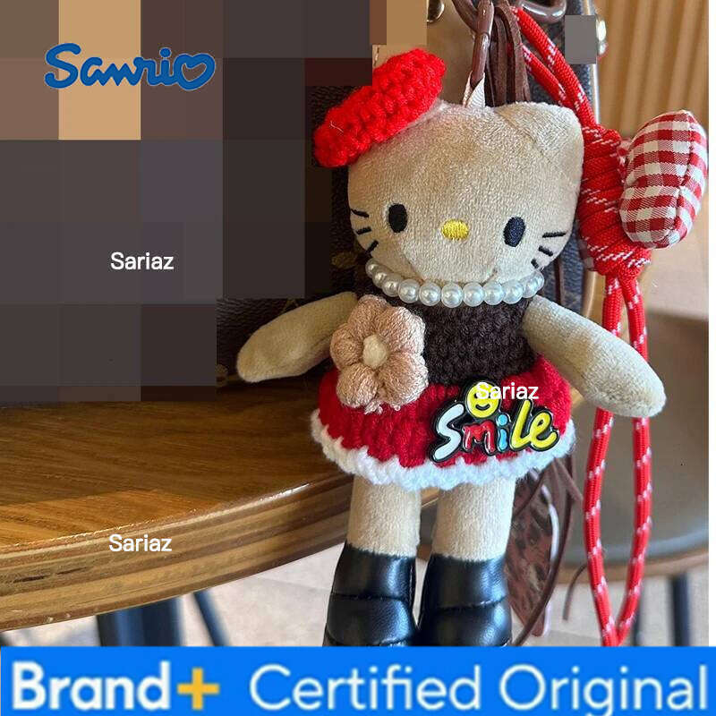 Sanrio Anime Hello Kitty DIY hand-woven rope cartoon plush keychain PP cotton stuffed doll kawaii decoration holiday gift H260121
