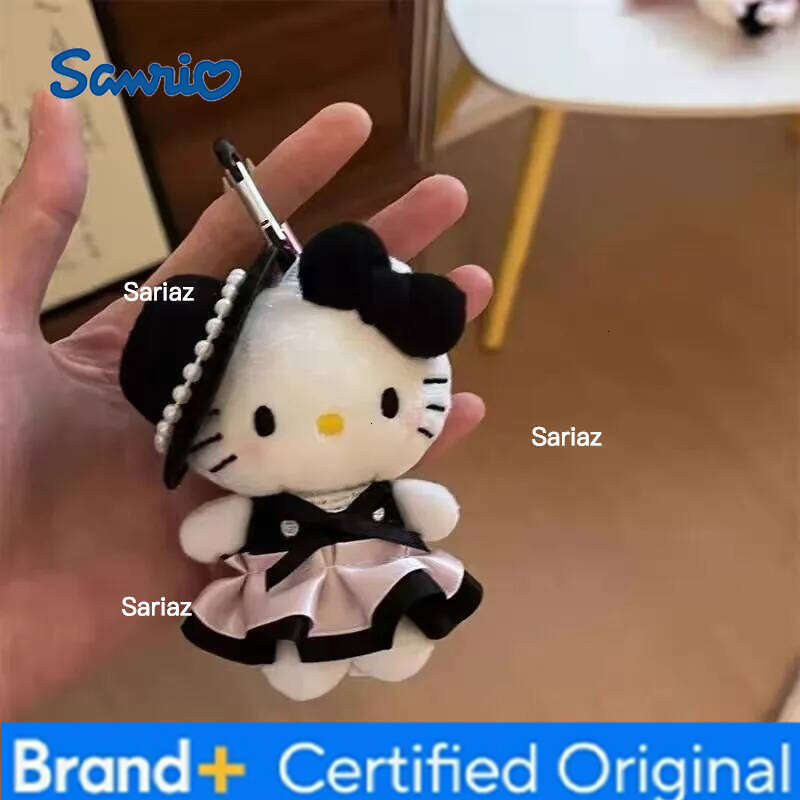 Sanrio Plush Filled Keychain Kawaii Hat Exquisite Dolls Hello Kitty Satin Skirt Bag Pendant A Birthday Gift for Girls H260121