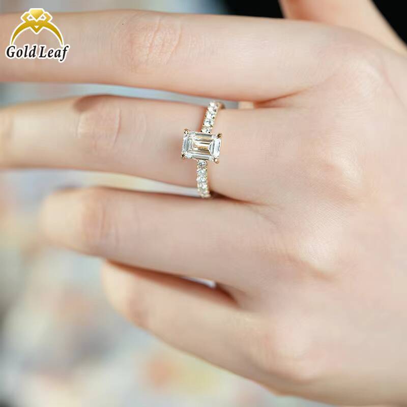 Goldleaf Jewelry 4 Ct Lab Grown Emerald Cut Engagement Ring Custom 10k 14K 18K Gold IGI Report VVS/DEF/CVD Grown Diamond Ring