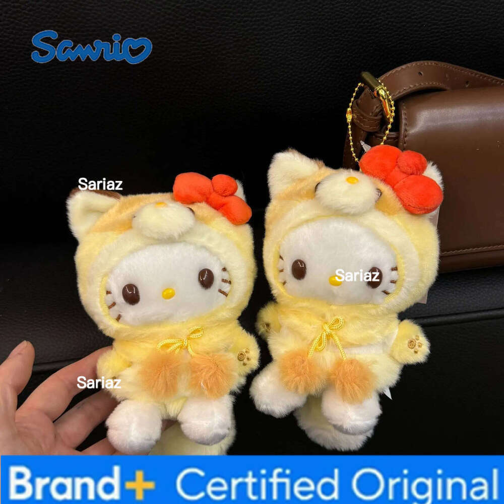 Sanrio Fox Clothes Plush Doll Keychain diy Hello Kitty Bag Pendant Accessories Fun Cute Toys Children's Birthday Gifts H260121