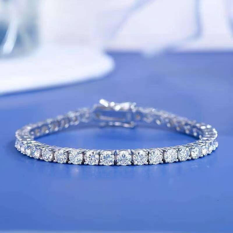 Factory wholesale S925 Silver Full Inlaid Moissanite Tennis Bracelet Full Diamond chilled Jewelry VVS Chain Bracelet Gift