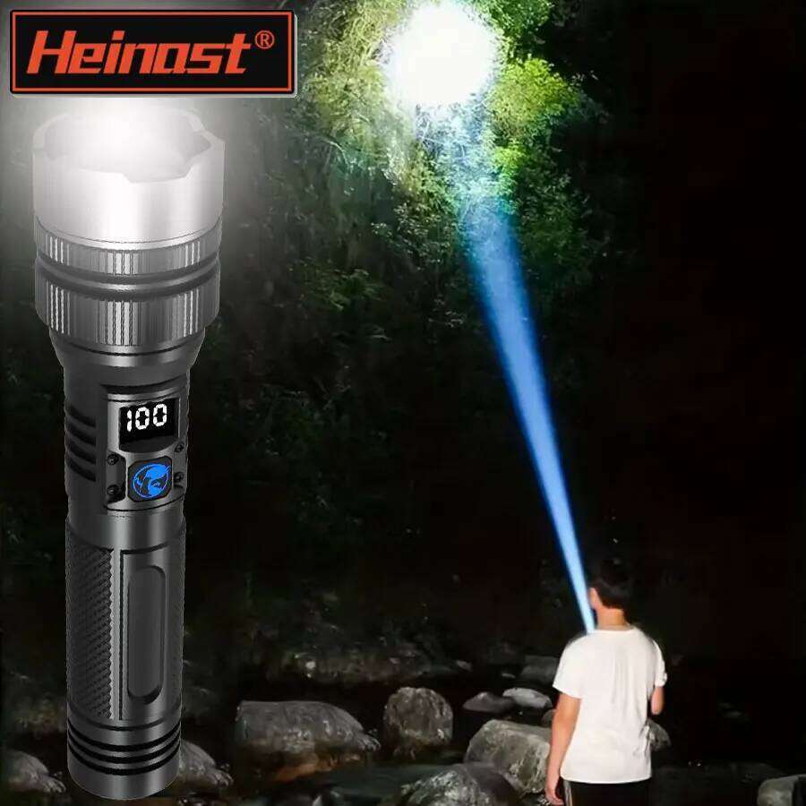 900000LM Powerful LED Flashlight Zoom Torch with Digital Display Portable Rechargeable Outdoor Flashlights for Camping Hiking Z260121