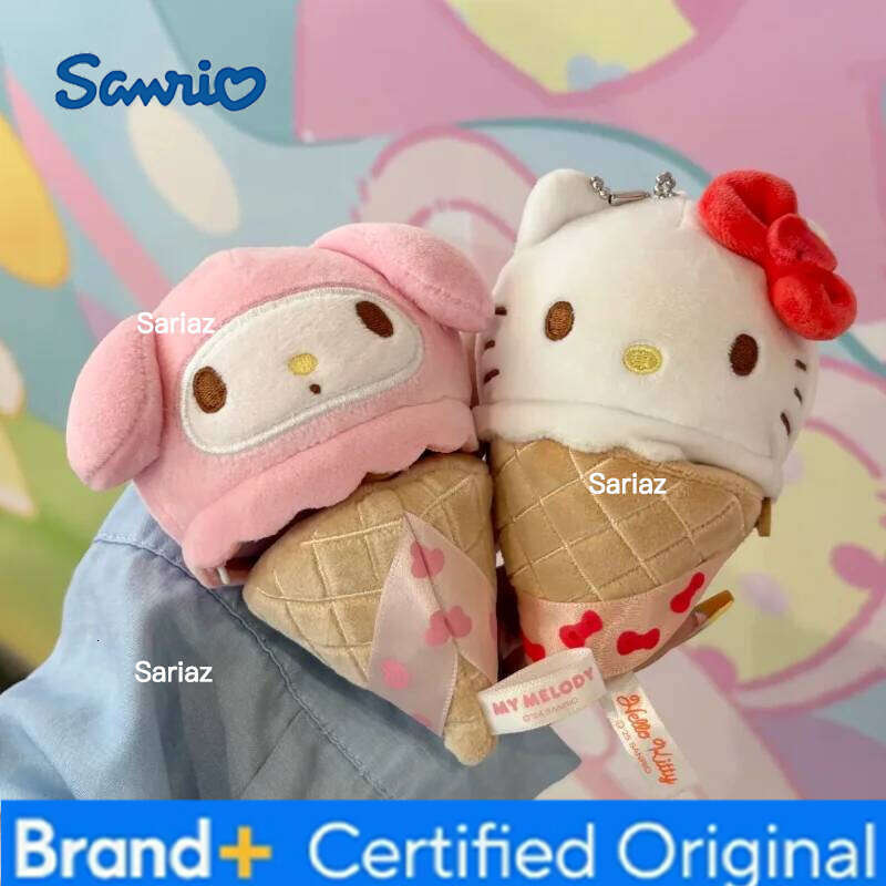 Sanrio Genuine Characters Ice Cream Series Blind Box Anime Plush Keychain Stress Relief Toy Kawaii Topdesk Decor Girl Gift H260121