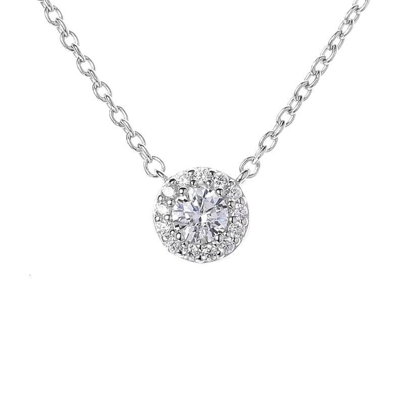 Stunning 925 Silver VVS Moissanite Aperture Halo Pendant Necklace Fine Jewelry for Women with Exquisite Craftsmanship