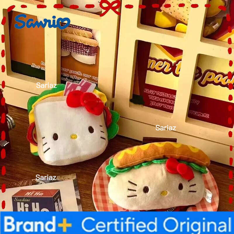 Sanrio Kawaii Animated Cartoon Sandwich Shaped Plush Toy Backpack Pendant Hot Dog Toast Key Chain Cute Creative Decoration Girl Gift H260121