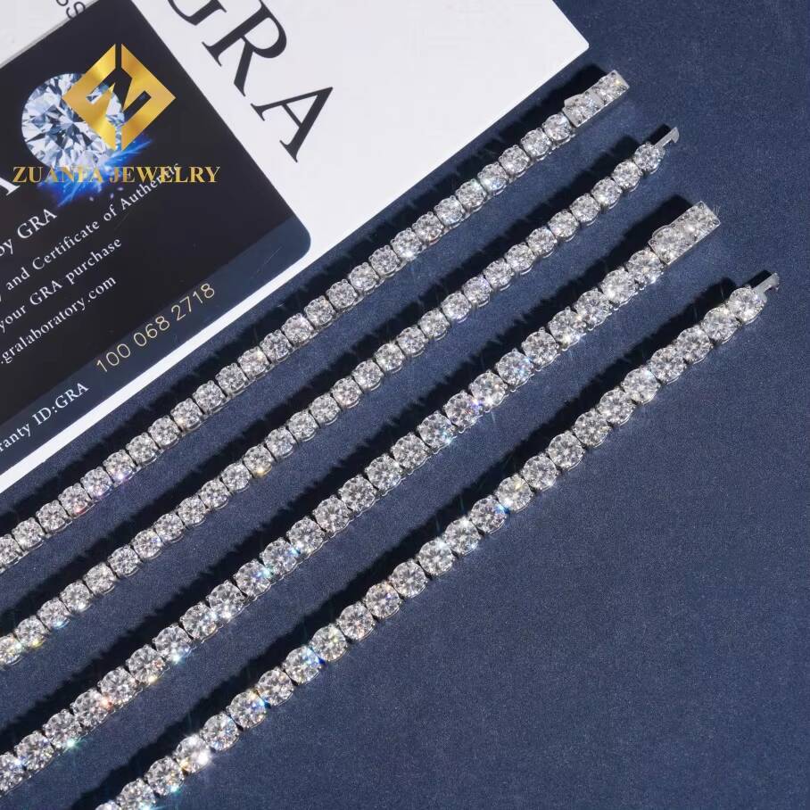 Hot Sale No Tarnish 316L Stainless Steel 4mm Moissanite Diamond Pass Diamond Tester Tennis Chain Bracelet