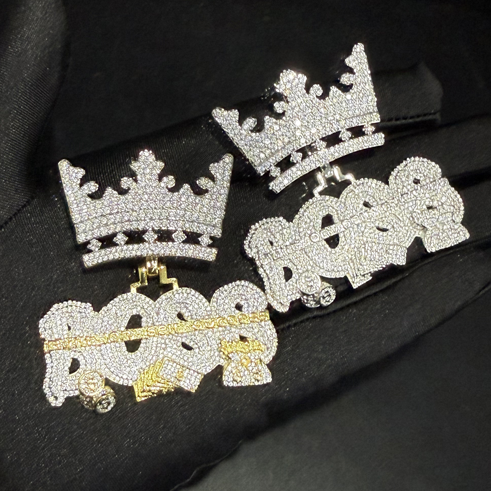 NEW Men Hip Hop Crown Pendant Necklace with Rope Chain Iced Out Bling Necklaces Fashion Charm Jewelry