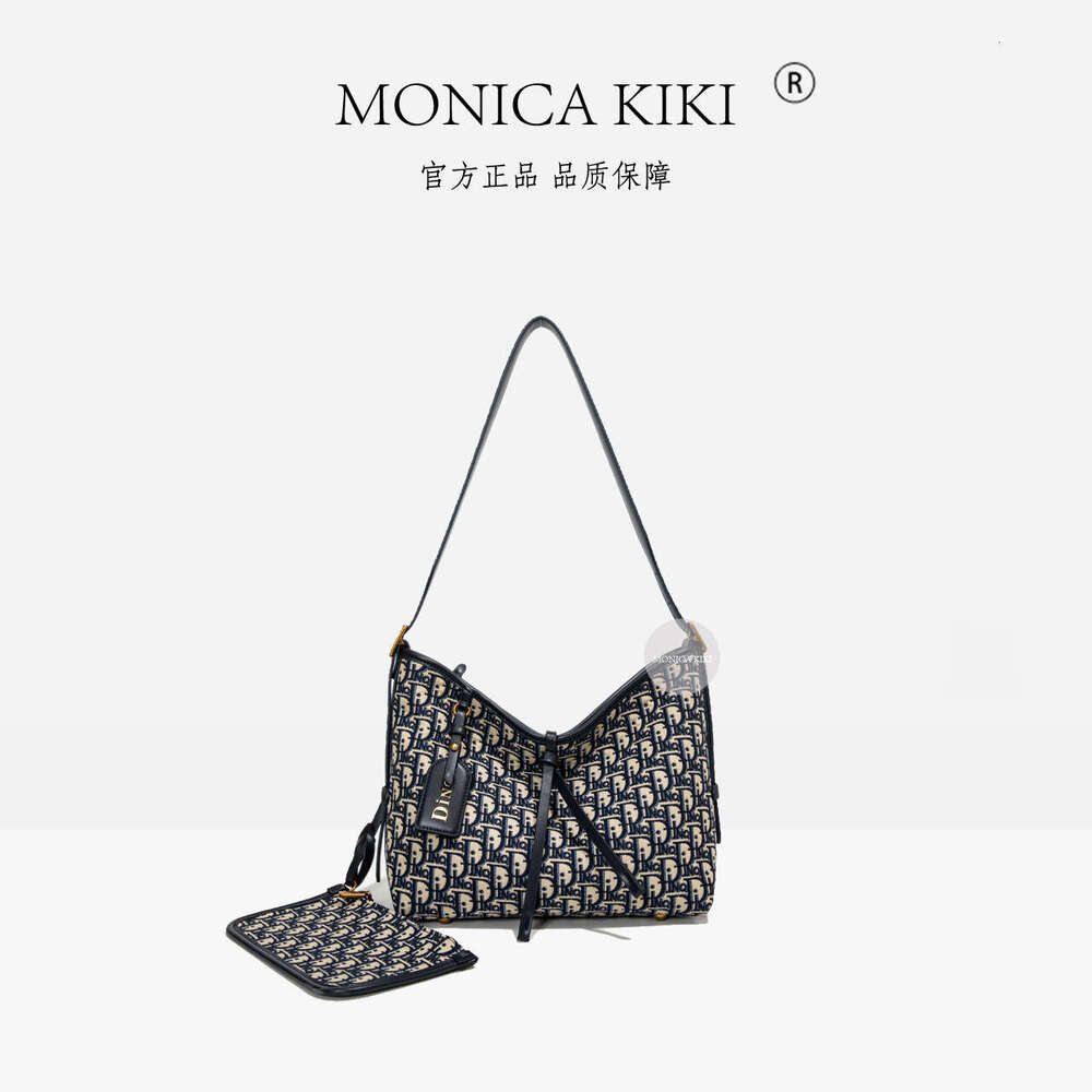 Monica kiki Jacquard Embroidered Letter Single Shoulder Crossbody Airport Trendy Tote for Women New Shopping Bag