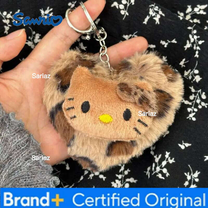 Sanrio Cartoon Hello Kitty Fashion Bag Retro Leopard Doll Pendant Kawaii Anime Toy Keychains Accessories Keyring Christmas Gift H260121