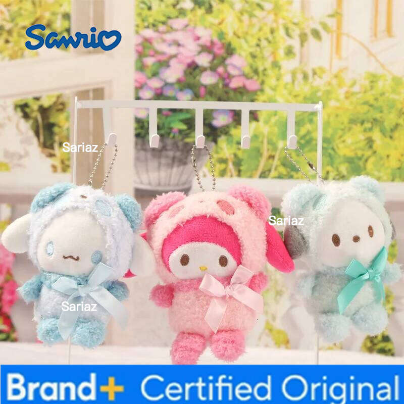 Sanrio Keychain Cute Cartoon Hello Kitty Kuromi Cinnamoroll Stuffed Doll Toys Hanging Bag Accessories Keychains H260121