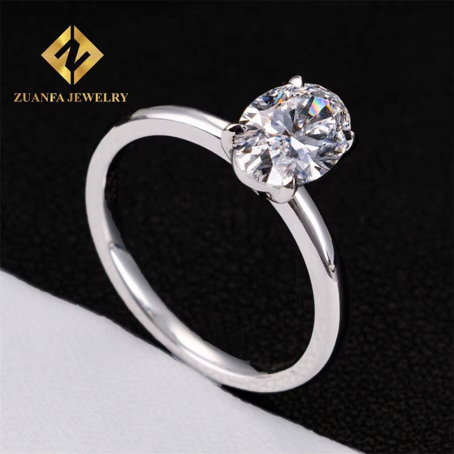 IGI Certificates Classic 4 Claws Au750 White Gold Luxury Bridal Wedding Jewelry 1Ct D VS1 Oval Lab Grown Diamond Engagement Ring