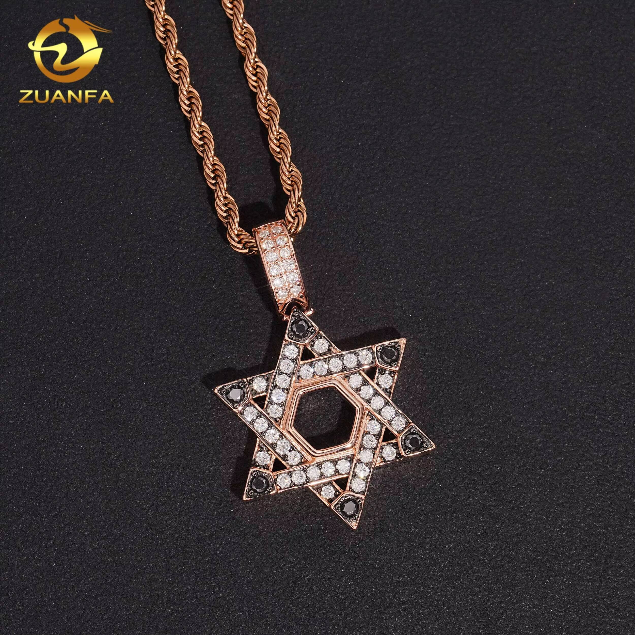 GRA Certificate Pentagram Pendant Custom Iced Out Hip Hop Moissanite Jewelry 925 Silver VVS Moissanite Diamond Charm Pendant
