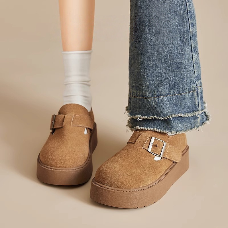 Birkenstock Style Old Money Suede Casual Mules Commuting Slip-On Leather Shoes Half Slippers for Women Outdoor Wear ddmythur