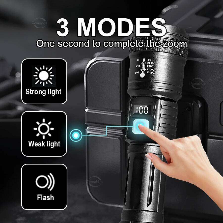 Super XHP120 Powerful Led High Power Zoom Long Range Torch Light Rechargeable Flashlight TYPE-C Camping Lamp Z260121