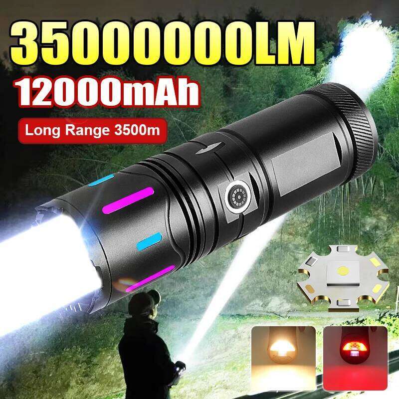 800W Ultra Powerful Led Flashlight Long Shot 3km Torch Built-in 10000mAh Rechargeable Light Super Bright Outdoor Camping Lantern Z260121