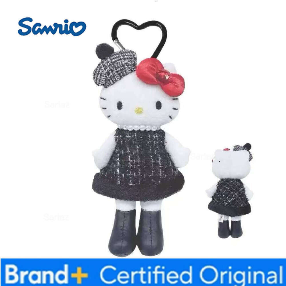 Sanrio winter lady series Hello Beret Plush doll Pendant Anime dark skin log legs fuzzy Kitty Doll Stuffed Backpack Charm H260121