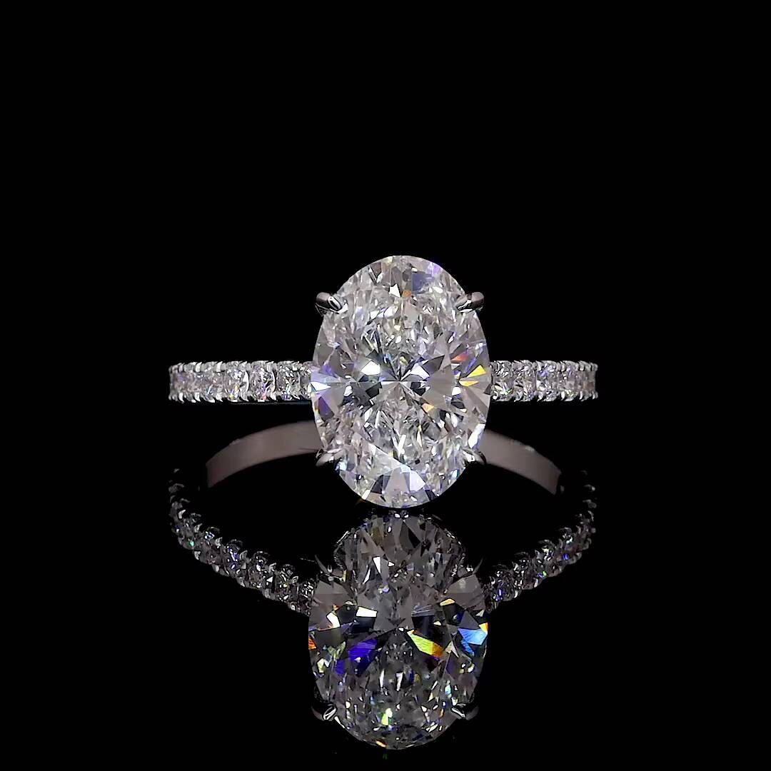 IGI Certified CVD Lab Grown Diamond 14K/18K Solid Gold Wedding/Engagement Rings with Oval Hidden Halo for Women