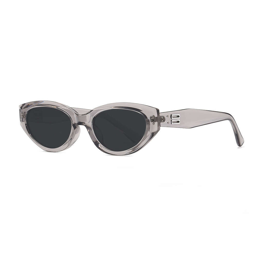 Women Sunglasses Retro Cat Eye Small Frame Sunglasses Transparent Grey High-End European American Style Eyewear