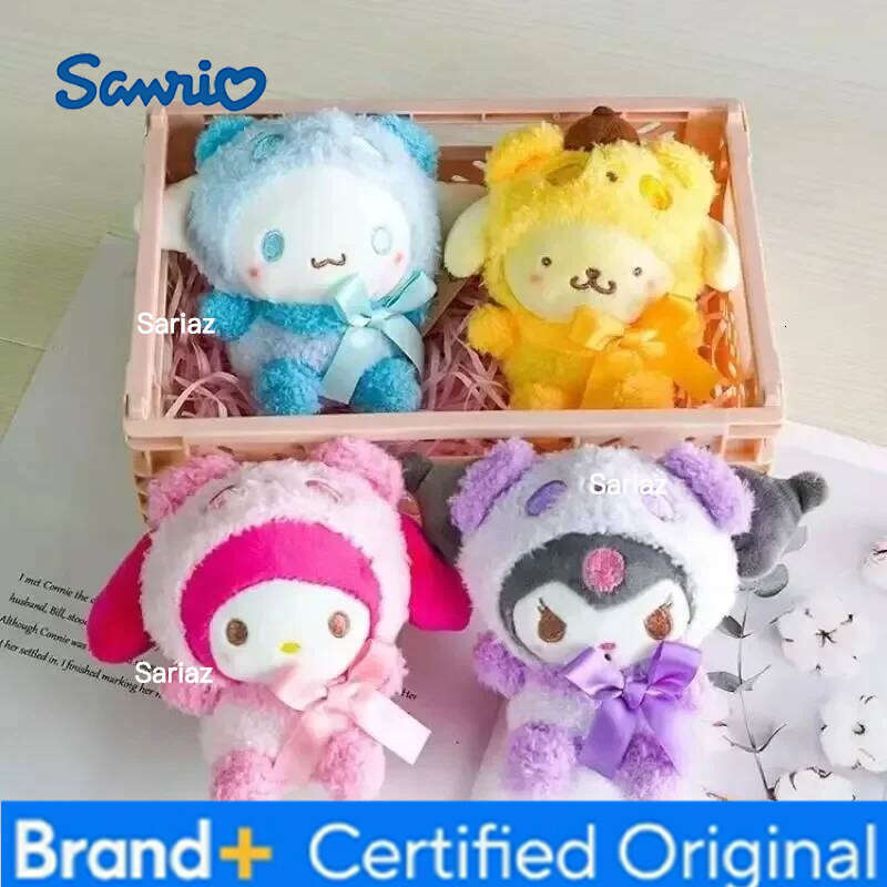 Sanrio Kawaii Keychain Plush Anime Kuromi Doll Keyring Hello Kitty Plushie Cinnamoroll KeyChains Bag Pendant Toy Gift for Girls H260121